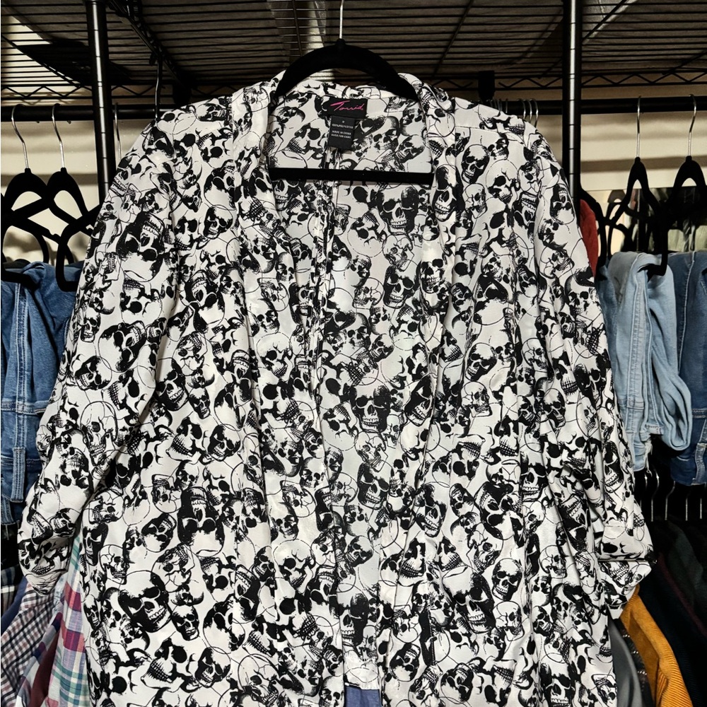 Torrid Black and White Skull Print Blazer